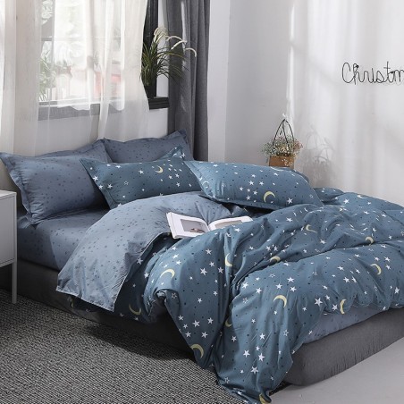Starry Dreamscape Deep Blue Galaxy Bedding Set