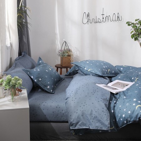 Starry Dreamscape Deep Blue Galaxy Bedding Set