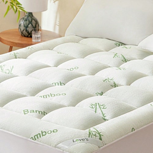 Bamboo Mattress Pad Topper - 600 GSM Breathable, Deep Pocket