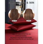 Burgundy Satin Fitted Sheet Set - Silk-Like Bedding with Pillowcases