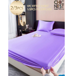 Purple Satin Fitted Sheet Set - 2/3pc Silk-Like Bedding with Pillowcases, King Queen Full Twin, Deep Pocket 11.8", Wrinkle-Free