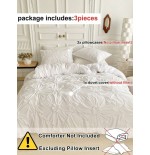 Khaki Chiffon Pinched Flower Duvet Cover Set - 3pc Polyester Bedding