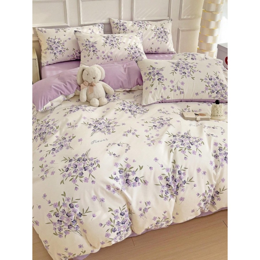 3-Piece Floral Bedding Set - Thick Polyester Duvet Cover & Pillowcases
