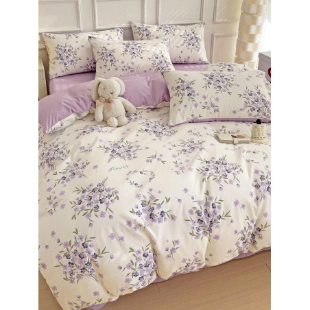 3-Piece Floral Bedding Set - Thick Polyester Duvet Cover & Pillowcases