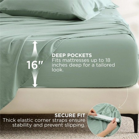 Queen Silky Soft Bed Sheet Set - 4 Piece Deep Pocket Sheets
