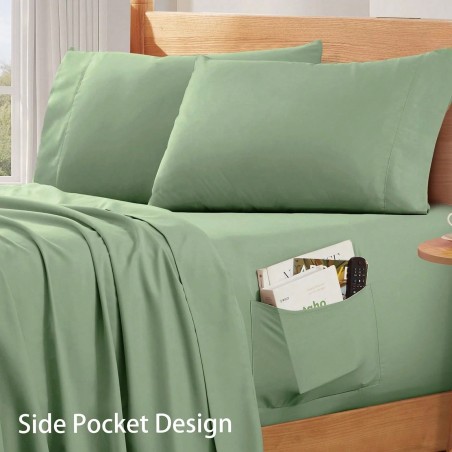 Queen Silky Soft Bed Sheet Set - 4 Piece Deep Pocket Sheets