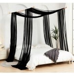 White Sheer Canopy Bed Curtains with Wood Frame - Bedroom Decor
