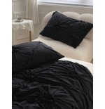 Khaki Chiffon Pinched Flower Duvet Cover Set - 3pc Polyester Bedding
