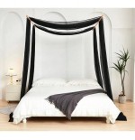 White Sheer Canopy Bed Curtains with Wood Frame - Bedroom Decor