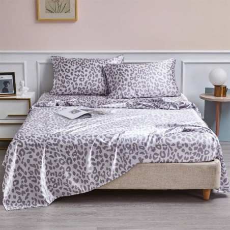 Leopard Print Satin Sheet Set - Ultra Soft Luxury Bedding