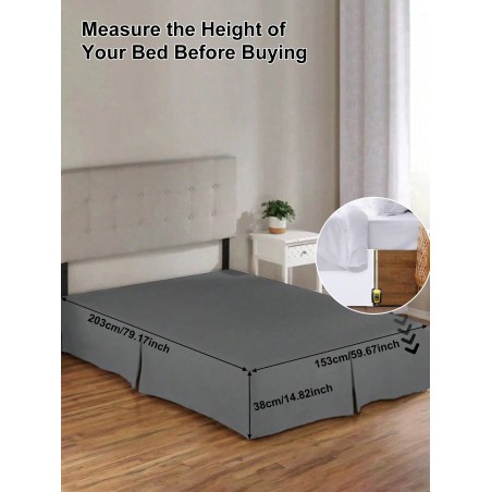 Solid Color Bed Skirt - 5 Pleated Ruffles, Soft Polyester Fabric