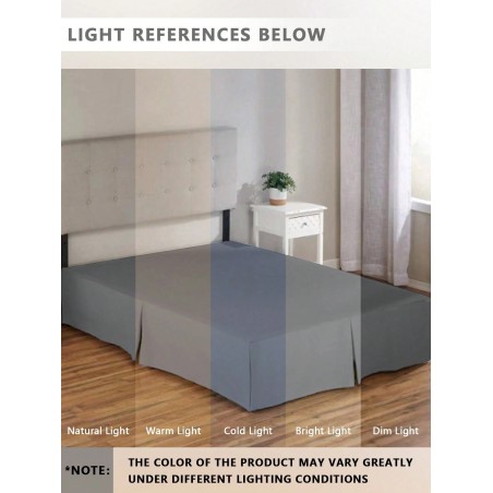 Solid Color Bed Skirt - 5 Pleated Ruffles, Soft Polyester Fabric