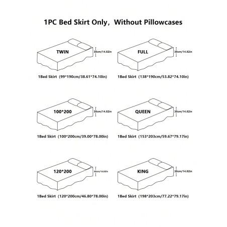 Solid Color Bed Skirt - 5 Pleated Ruffles, Soft Polyester Fabric