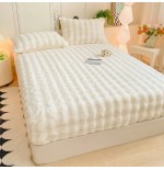 3-Piece Faux Fur Bedding Set with Non-Slip Wrap Design