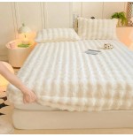 3-Piece Faux Fur Bedding Set with Non-Slip Wrap Design