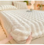 3-Piece Faux Fur Bedding Set with Non-Slip Wrap Design