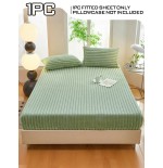 Striped Fleece Fitted Sheet Set - Soft Thickened Bedding for All Beds
