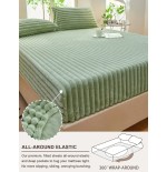 Striped Fleece Fitted Sheet Set - Soft Thickened Bedding for All Beds