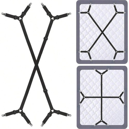 2-Pack Adjustable Crisscross Bed Sheet Holder Straps