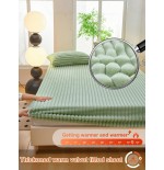 Striped Fleece Fitted Sheet Set - Soft Thickened Bedding for All Beds