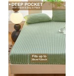 Striped Fleece Fitted Sheet Set - Soft Thickened Bedding for All Beds