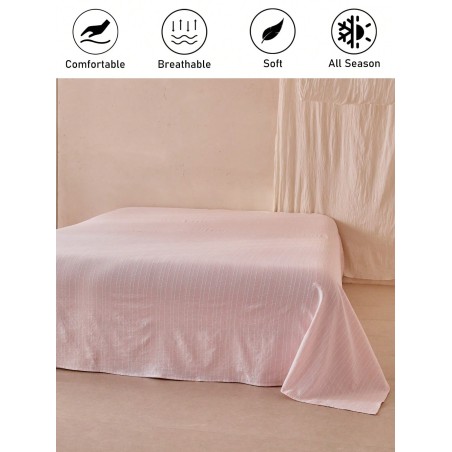 Pink Jacquard Striped Bedsheet - Modern All-Season Breathable
