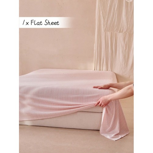 Pink Jacquard Striped Bedsheet - Modern All-Season Breathable