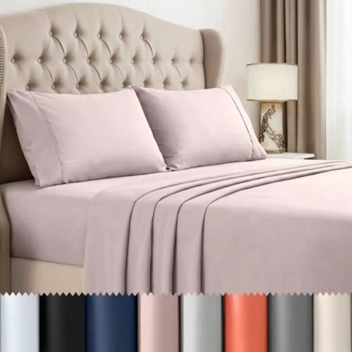 Beddora Queen Sheet Set - 4pc Cooling Microfiber - Pink