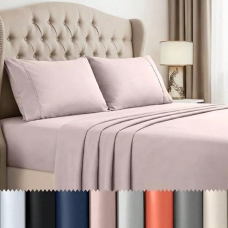 Beddora Queen Sheet Set - 4pc Cooling Microfiber - Pink