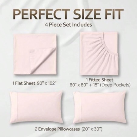Beddora Queen Sheet Set - 4pc Cooling Microfiber - Pink