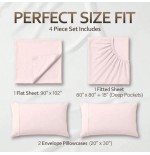 Beddora Queen Sheet Set - 4pc Cooling Microfiber - Pink