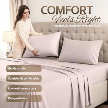 Beddora Queen Sheet Set - 4pc Cooling Microfiber - Pink