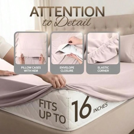 Beddora Queen Sheet Set - 4pc Cooling Microfiber - Pink