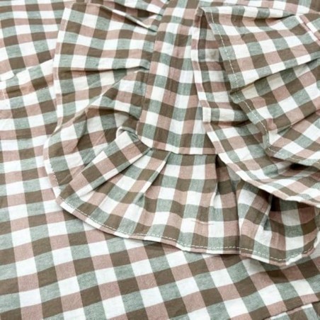 Farmhouse Plaid Pillowcase Set of 2 - Green & Taupe Ruffle Shams