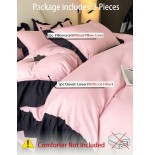 Pink & Black Ruffled Bedding Set - 3-Piece Duvet Cover & Pillowcases