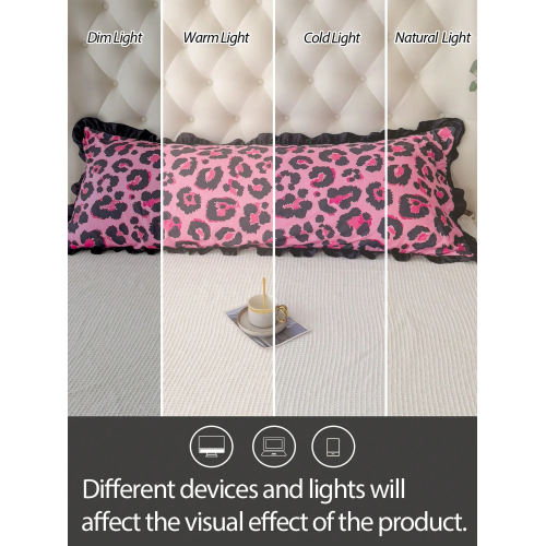 Pink Leopard Lace Pillowcase - 100% Polyester Decorative Cover
