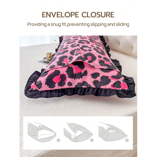 Pink Leopard Lace Pillowcase - 100% Polyester Decorative Cover