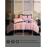 Pink & Black Ruffled Bedding Set - 3-Piece Duvet Cover & Pillowcases