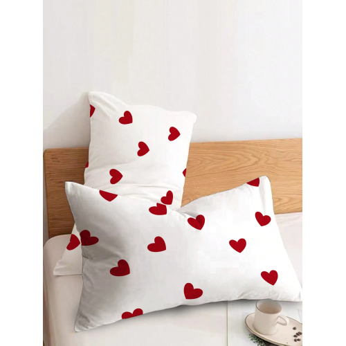 2-Pack Heart Pattern Pillow Covers - Soft Decorative Pillowcases
