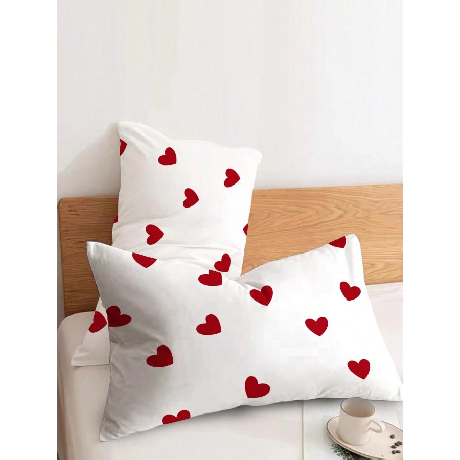 2-Pack Heart Pattern Pillow Covers - Soft Decorative Pillowcases