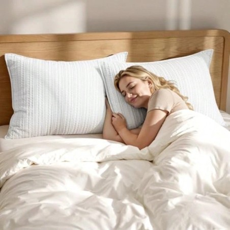 2-Pack Waffle Pillow Shams 20x26 - 100% Cotton Decorative Covers