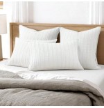 2-Pack Waffle Pillow Shams 20x26 - 100% Cotton Decorative Covers