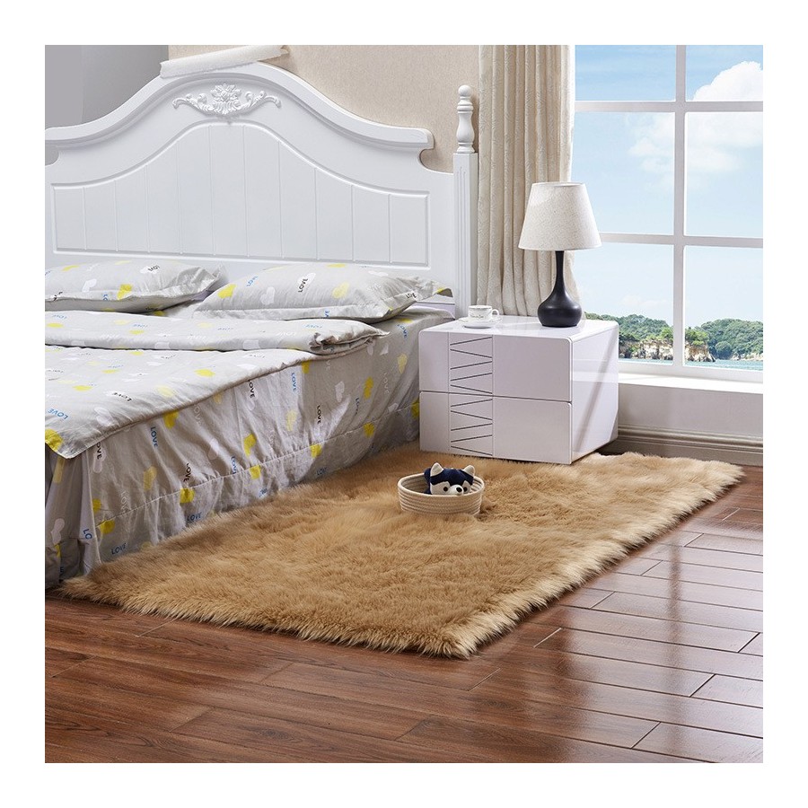 A Faux Fur Plush Carpet for Home Use in Bedroom, Living Room, and Beside the Bed A Faux Fur Plush Carpet for Home Use in Bedroom, Living Room, and Beside the Bed