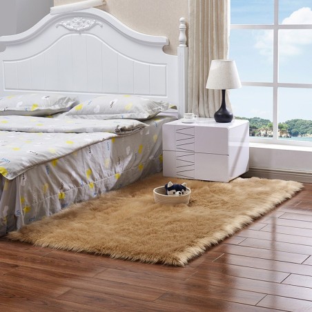 A Faux Fur Plush Carpet for Home Use in Bedroom, Living Room, and Beside the Bed