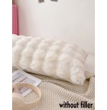 Long Grey Plush Pillow Cover - Washable, No Filler Included