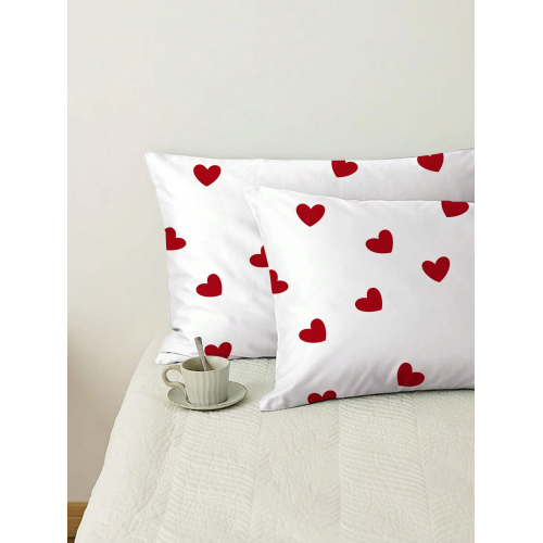 2-Pack Heart Pattern Pillow Covers - Soft Decorative Pillowcases