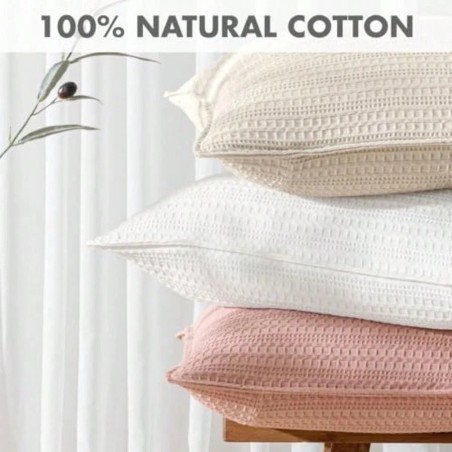 2-Pack Waffle Pillow Shams 20x26 - 100% Cotton Decorative Covers