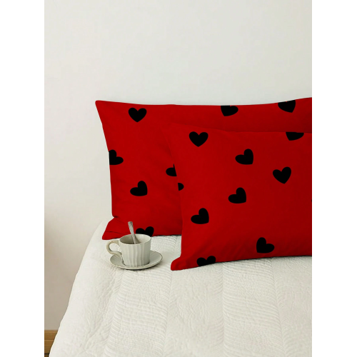 2-Pack Heart Pattern Pillow Covers - Soft Decorative Pillowcases