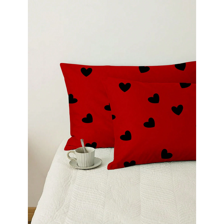 2-Pack Heart Pattern Pillow Covers - Soft Decorative Pillowcases