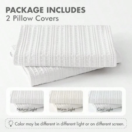 2-Pack Waffle Pillow Shams 20x26 - 100% Cotton Decorative Covers